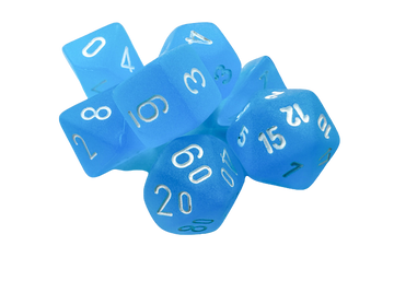 Chessex Frosted MiniPolyhedral Caribbean Blue/white 7-Die Set
