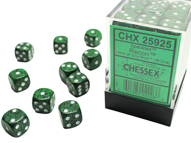 Chessex Speckled 12mm d6 Dice Blocks with Pips (36 Dice) - Recon