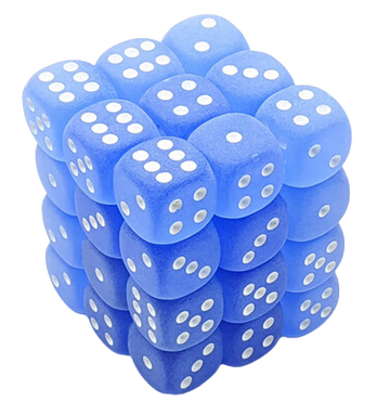 Chessex Signature 12mm d6 with pips Dice Blocks (36 Dice) - Frosted Blue w/white