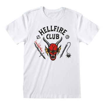 Stranger Things T-Shirt Hellfire Club Logo White Size XL
