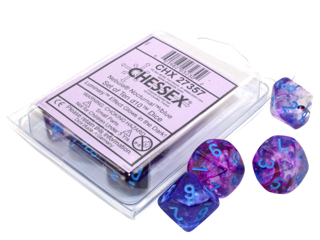 Chessex Opaque Polyhedral Ten d10 Set - Nebula TM Nocturnal/blue Luminary