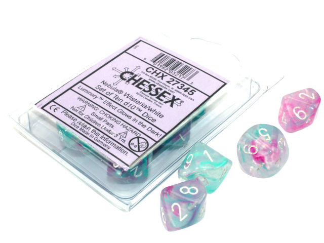 Chessex Opaque Polyhedral Ten d10 Set - Nebula TM Wisteria/white Luminary