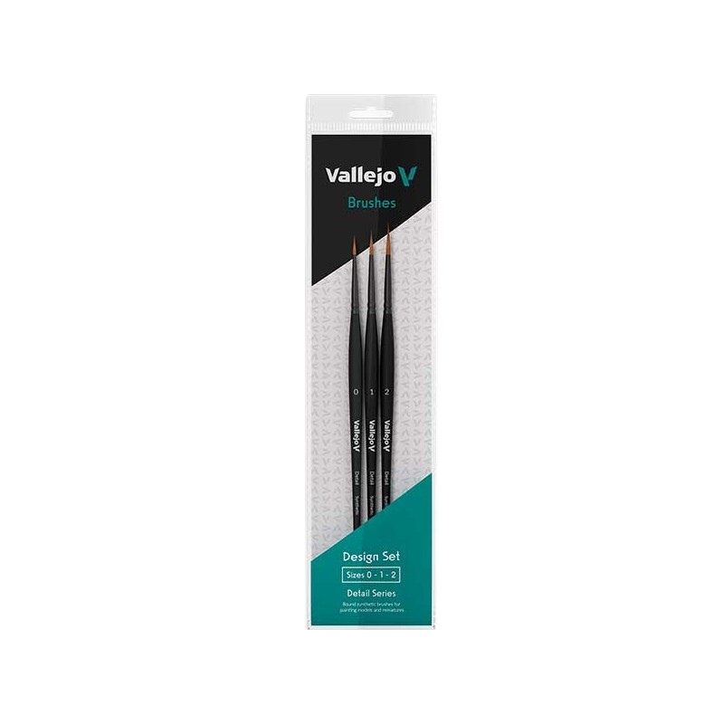Vallejo - Vallejo Brush Set Detail. Design Set - Synthetic Fibers (Sizes 0, 1 & 2)