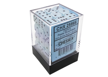 Chessex Opaque Pastel Blue/black 12mm d6 Dice Block (36 dice)