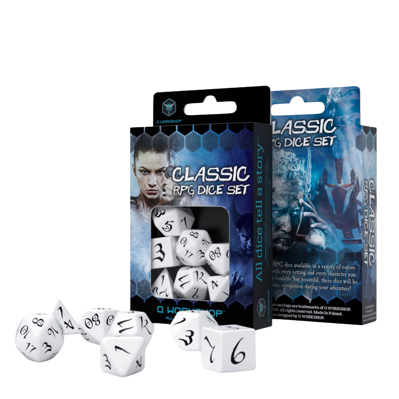 Classic RPG White & black Dice Set (7)