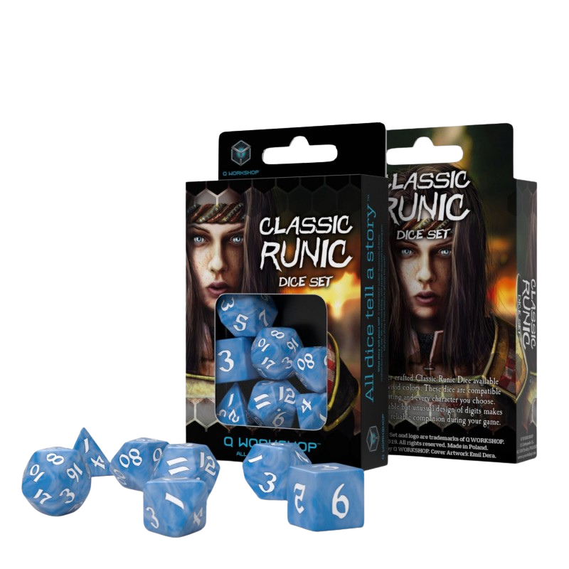 Q-Workshop - Classic Runic Glacier & pink Dice Set (7)
