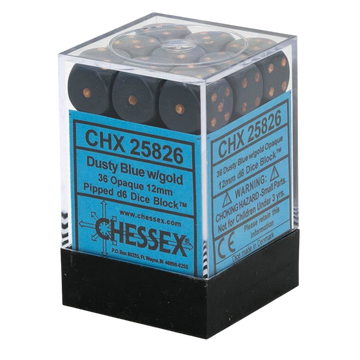 Chessex Dice Block: Opaque Dusty Blue w/copper - 12mm D6 (36)
