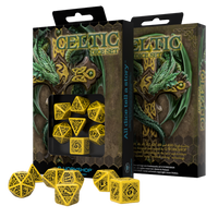 Q Workshop - Celtic 3D Revised Yellow & Black Dice Set (7)