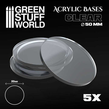 Green Stuff World - Acrylic Bases - Round 50 mm Clear (5)