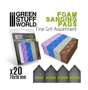Green Stuff World - Foam Sanding Pads - Fine Grit Assortment x20