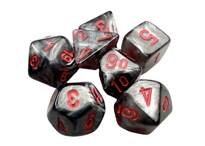Chessex Velvet MiniPolyhedral Black/red 7-Die Set
