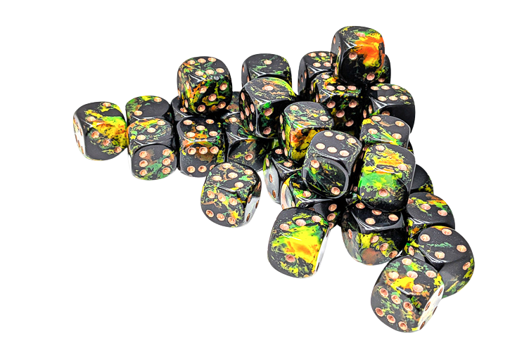 Brush Deep Forest/gold 12mm d6 Dice Block (36 dice)