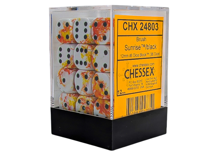 Brush Sunrise/black 12mm d6 Dice Block (36 dice)