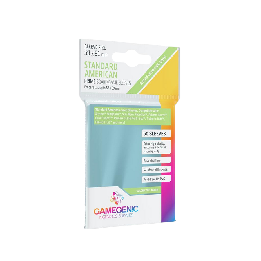 Gamegenic - PRIME Standard American-Sized Sleeves 59 x 91 mm - Clear (50 Sleeves)