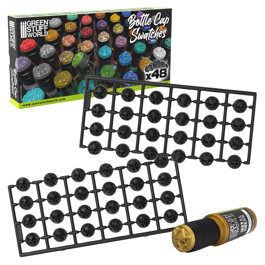 Green Stuff World - Black Bottle Cap Swatches