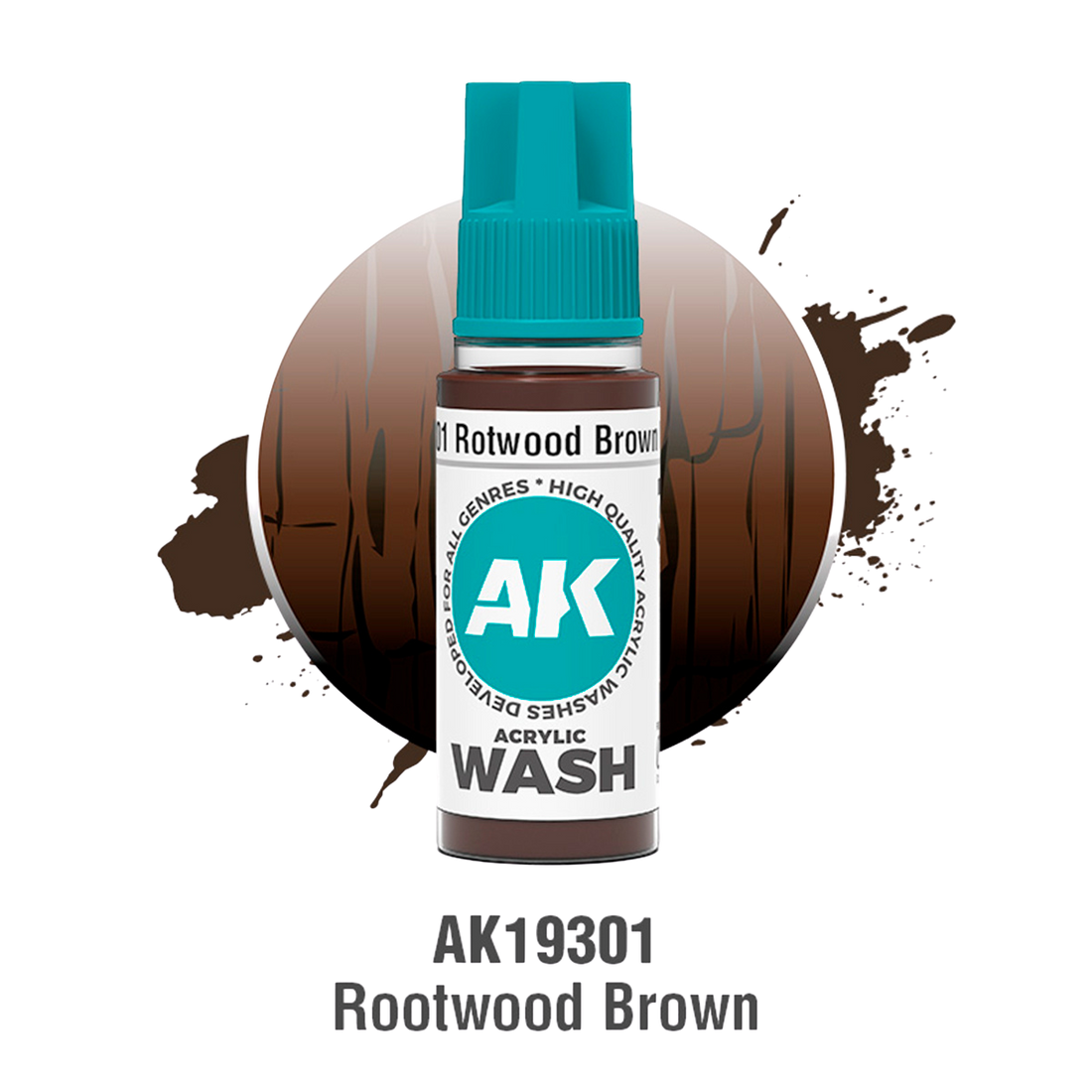 AK Interactive - ROTWOOD BROWN – ACRYLIC WASH