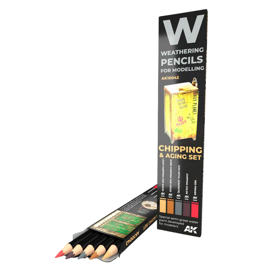 AK Interactive - WATERCOLOR PENCIL SET - CHIPPING & AGING