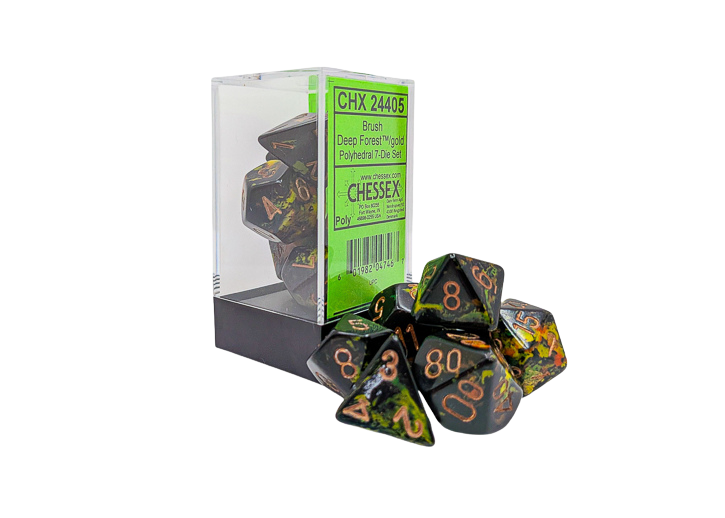 Chessex - Brush Polyhedral Deep Forest/gold 7-Die Set