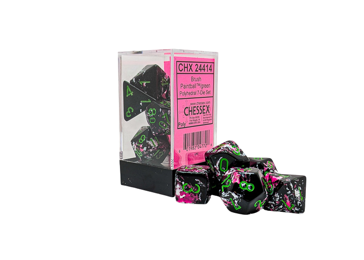 Chessex - Brush Polyhedral Paintball/green 7-Die Set