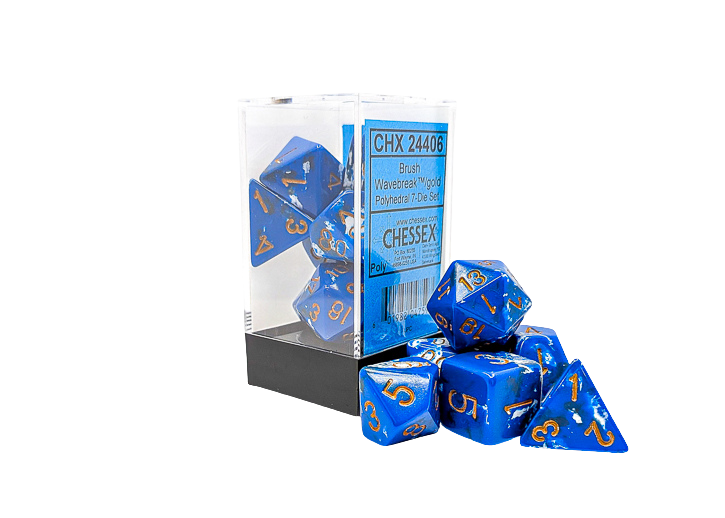 Chessex - Brush Polyhedral Wavebreak/gold 7-Die Set