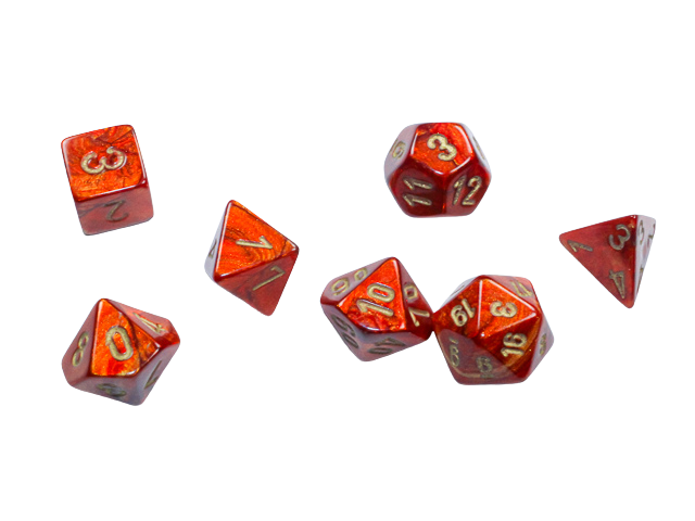 Chessex Festive Mini-Polyhedral Scarlet™/gold 7-Die Set