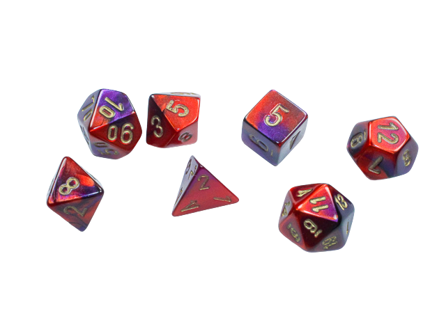 Chessex - Gemini® Mini-Polyhedral Purple-Red/gold 7-Die Set