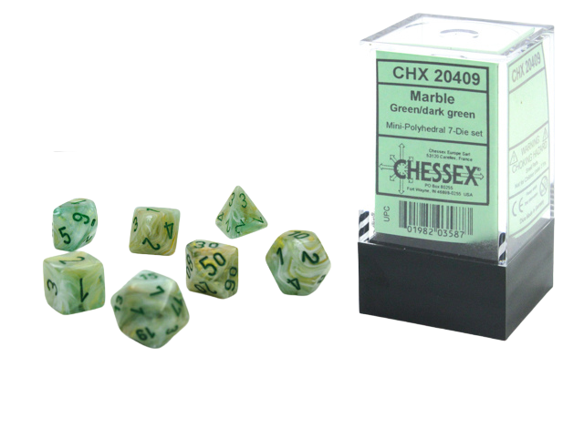 Chessex Marble Mini-Polyhedral Green/dark green 7-Die Set