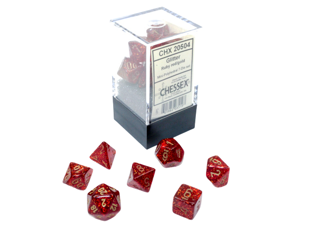 Chessex Glitter Mini-Polyhedral Ruby/gold 7-Die Set