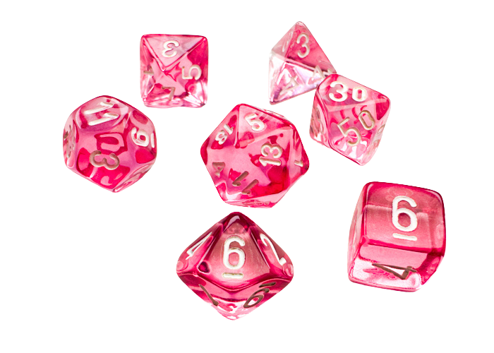 Chessex Translucent Mini-Polyhedral Pink/white 7-Die Set
