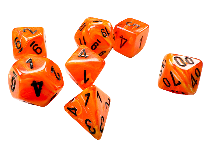 Chessex Vortex Mini-Polyhedral Orange/black 7-Die Set