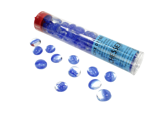 Chessex Gaming Glass Stones in Tube - Catseye Dark Blue (40)