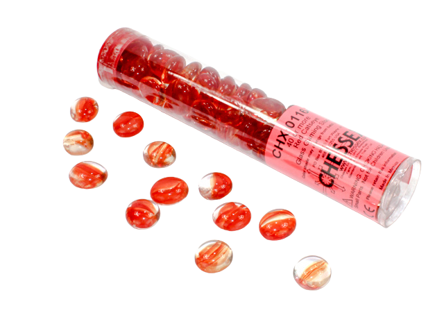 Chessex Gaming Glass Stones in Tube - Catseye Red (40)