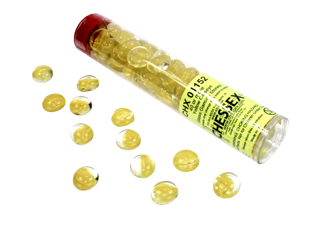 Chessex Gaming Glass Stones in Tube - Catseye Yellow (40)
