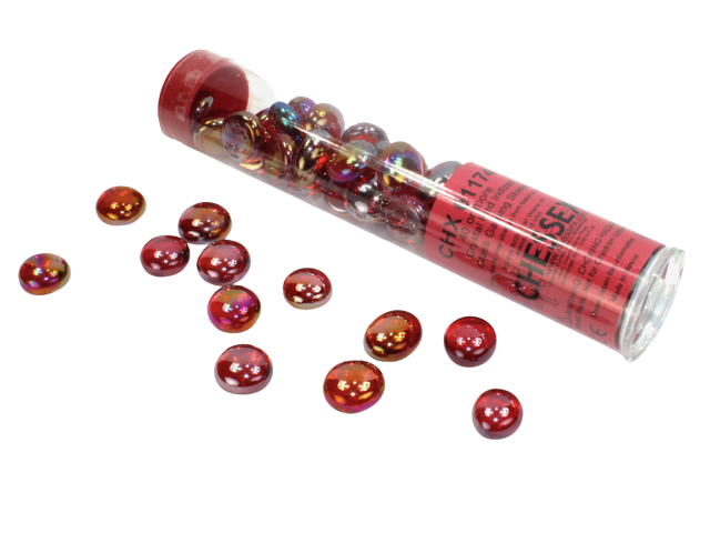 Chessex Glass Gaming Stone: Crystal Red Iridized