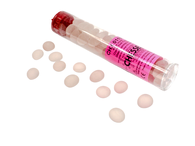Chessex Gaming Glass Stones in Tube - Frosted Opal Pink (40)
