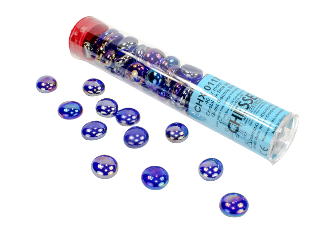 Chessex Gaming Glass Stones in Tube - Iridized Dark Blue (40)