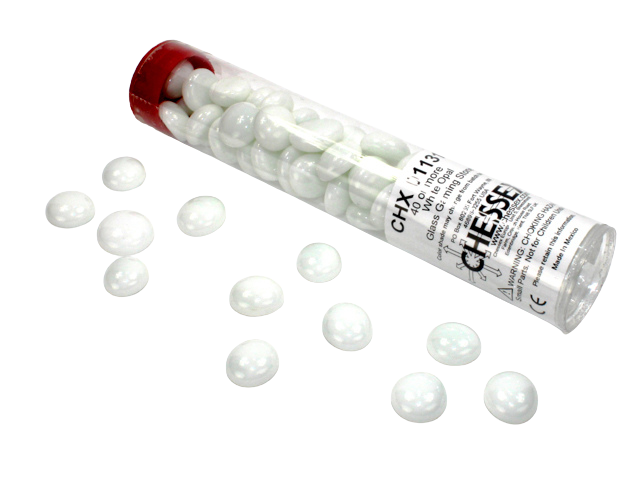 Chessex Gaming Glass Stones in Tube - White (40)