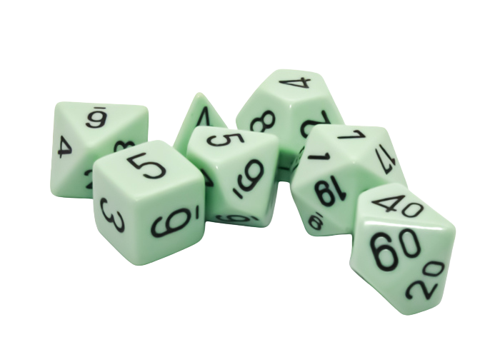 Chessex Opaque Pastel Green/black Polyhedral 7-Dice Set