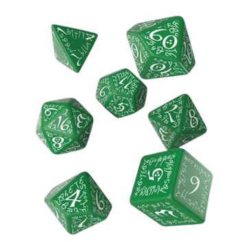 Elvish Green & white RPG Dice Set (7)