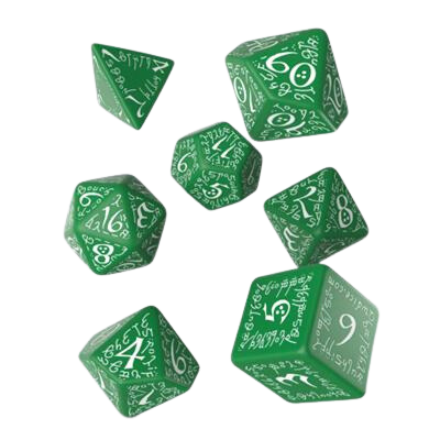 Elvish Green & white RPG Dice Set (7)