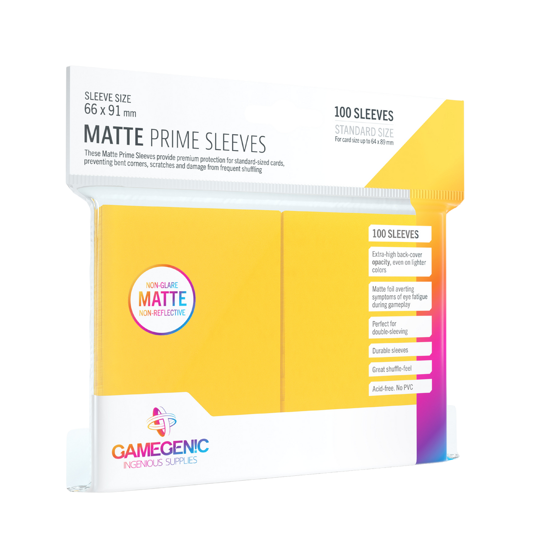 Gamegenic - Matte Prime Sleeves Yellow (100 Sleeves)