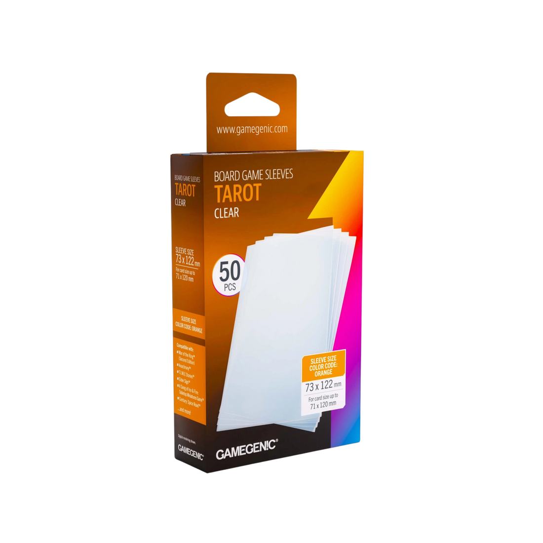 Gamegenic - PRIME Tarot-Sized Sleeves 73 x 122 mm - Clear (50 Sleeves)