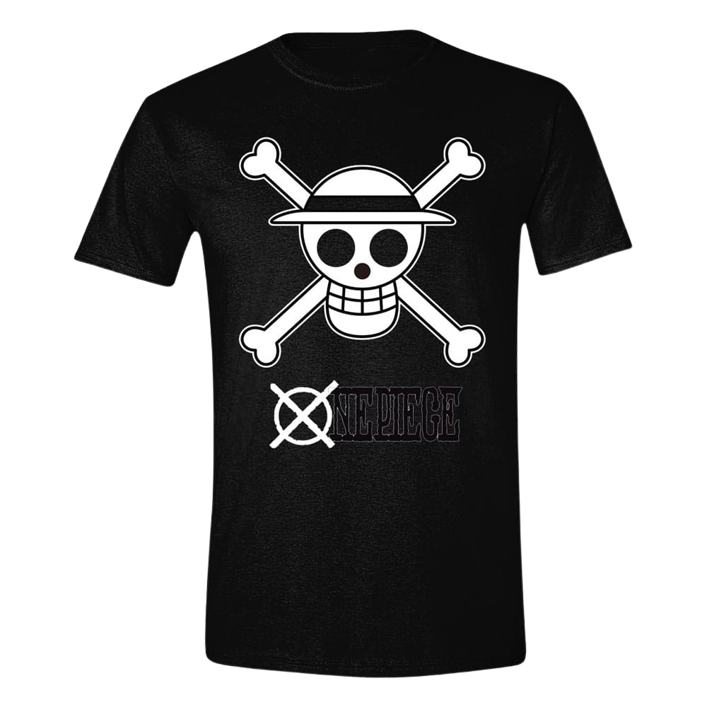 One Piece T-Shirt Skull Black & White Size L