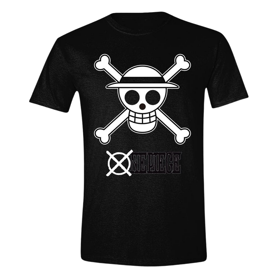 One Piece T-Shirt Skull Black & White Size L