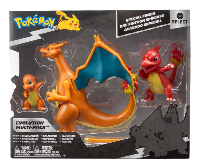 Pokémon - Multipack evolução 3 figuras  Select - Charmander/ Charmeleon/ Charizard