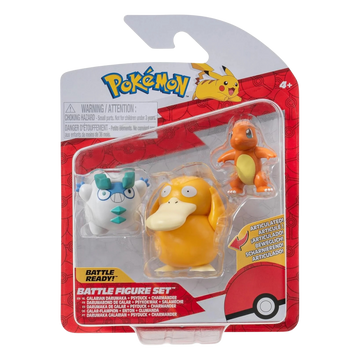 Pokémon Pack 3 Figuras - Galarian Darumaka + Psyduck + Charmander