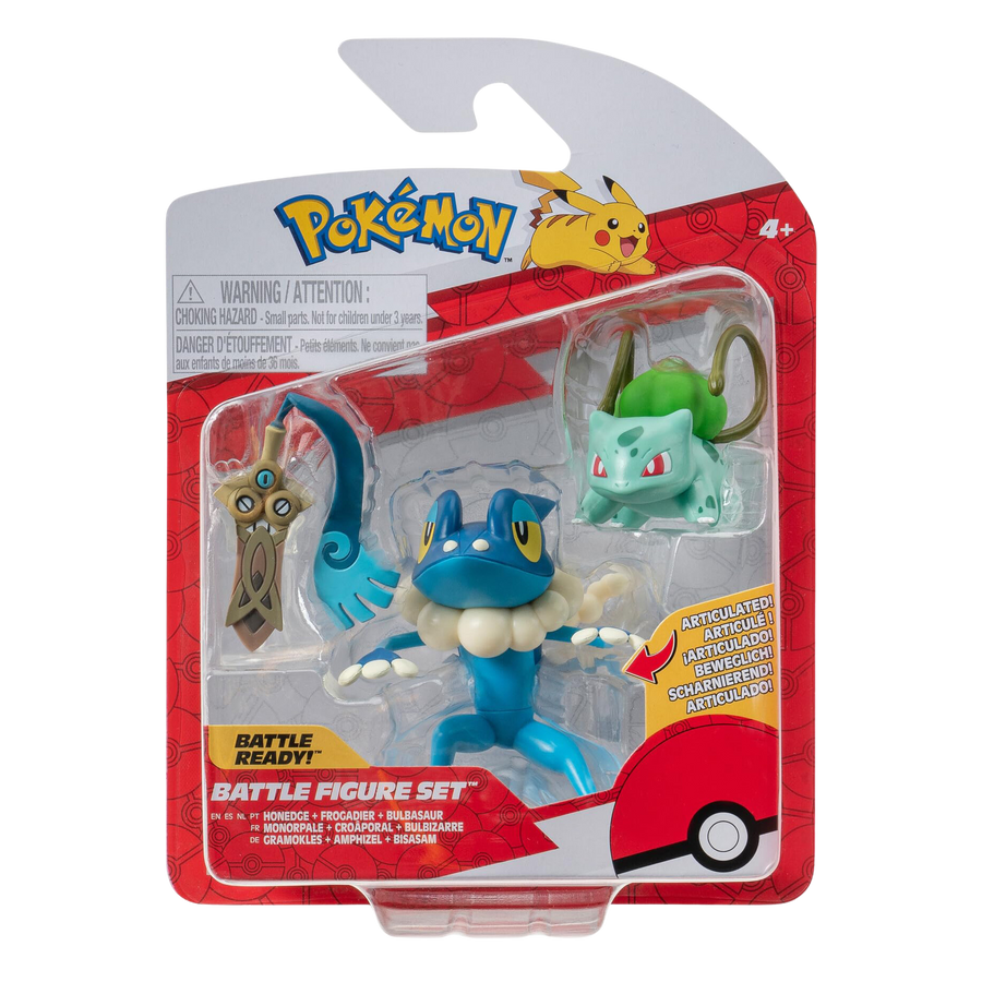 Pokémon Pack 3 Figuras - Honedge + Frogadier + Bulbasaur