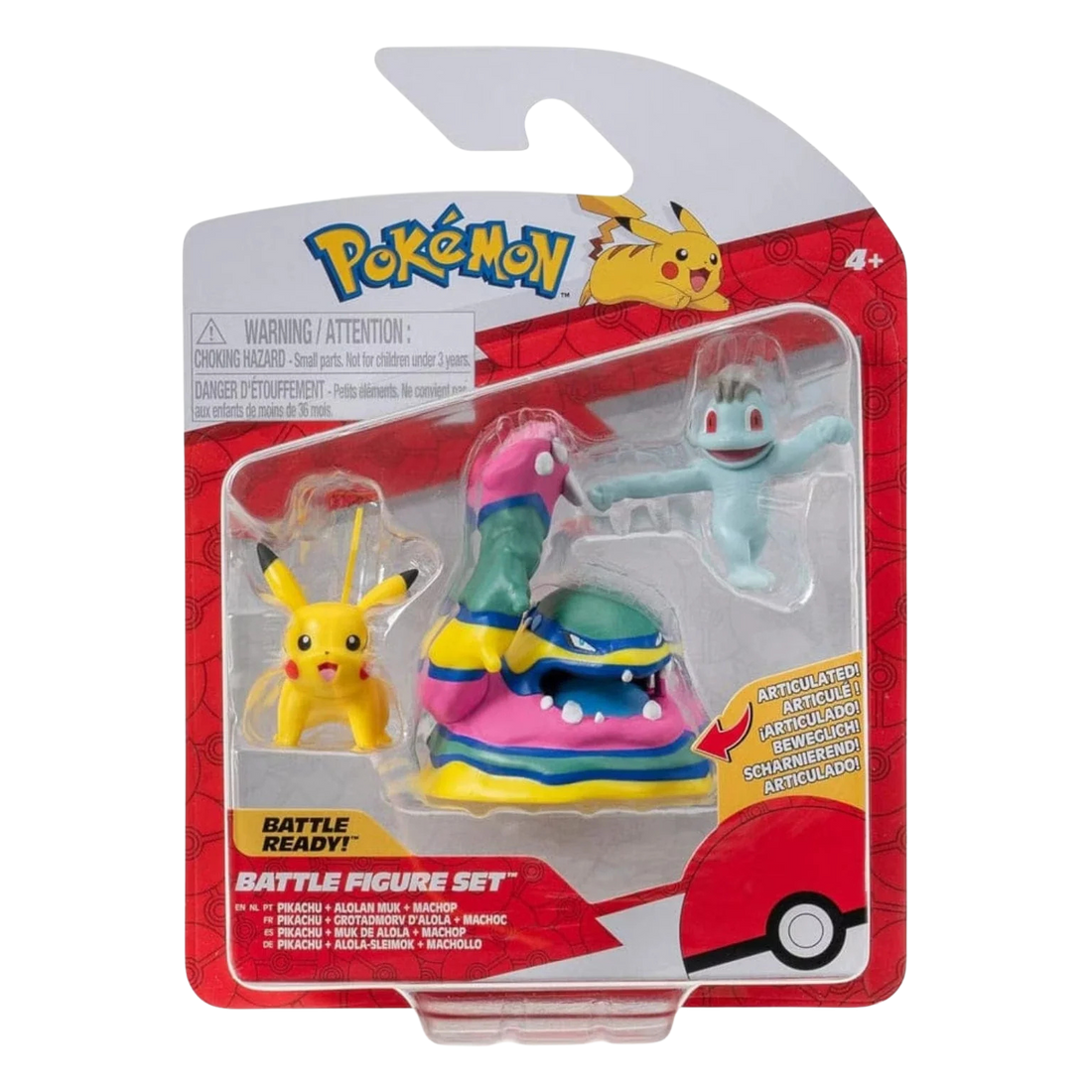 Pokémon Pack 3 Figuras - Pikachu + Alolan Muk + Machop
