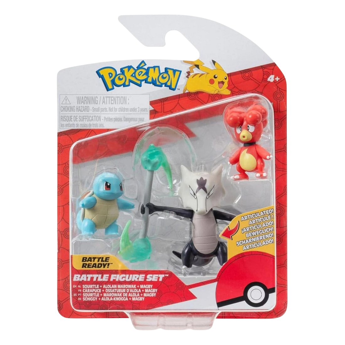 Pokémon Pack 3 Figuras - Squirtle + Alolan Marowak + Magby