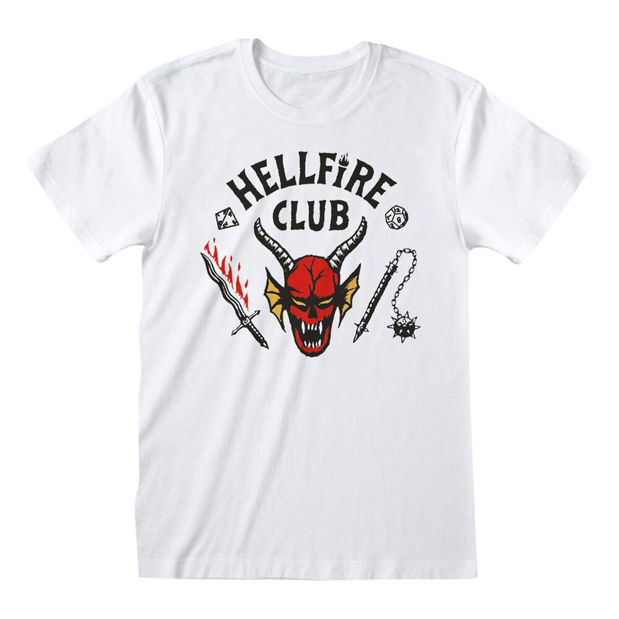Stranger Things T-Shirt Hellfire Club Logo White Size XL